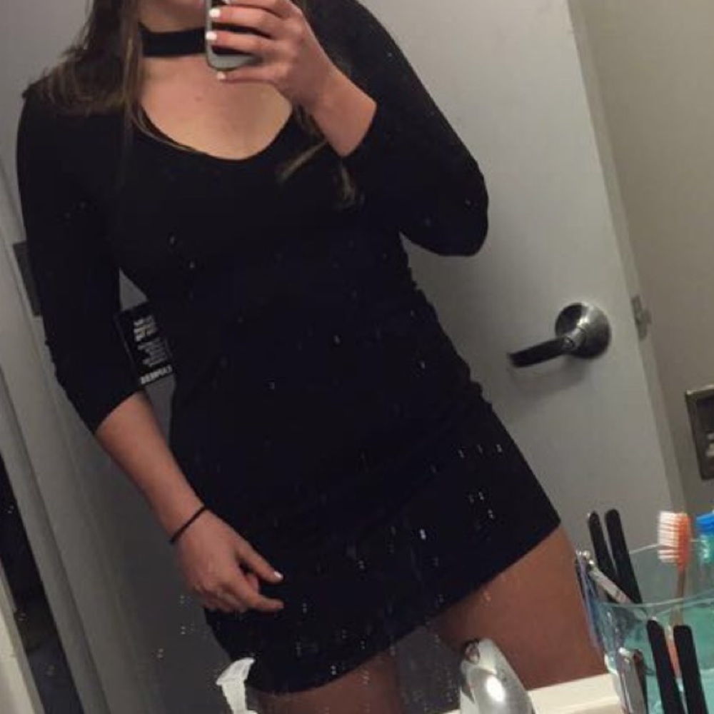 Express Black Choker Mini Dress